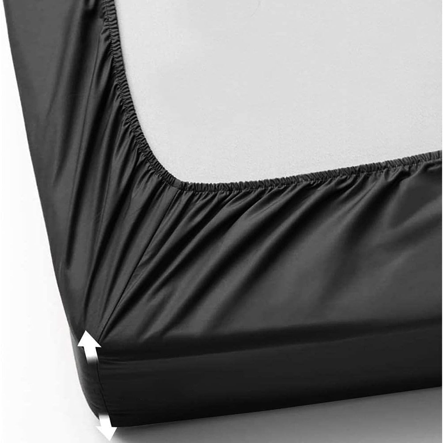 1000 TC Long Staple Combed 100% Natural Cotton Fitted Sheet - Black