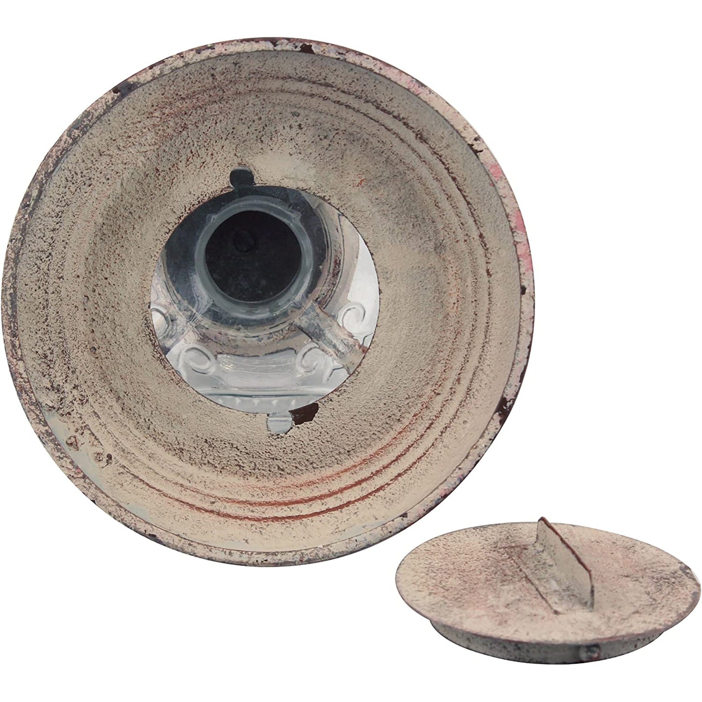 Antique White Metal Votive Candle Lantern with Handle - Worn White