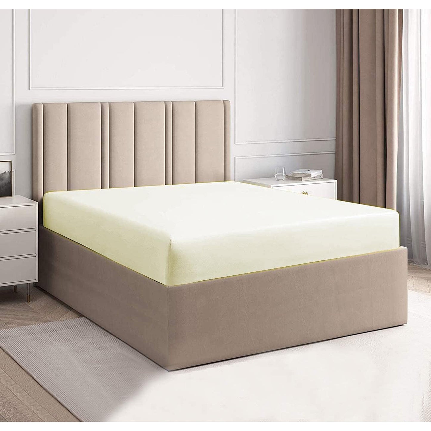 1000 TC Long Staple Combed 100% Natural Cotton Fitted Sheet - Cream