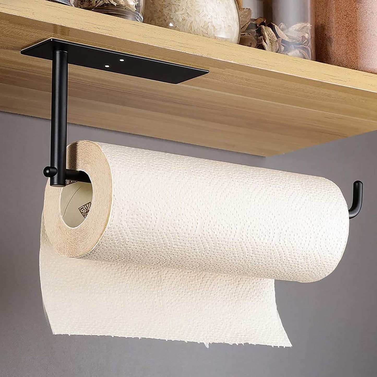 Drill Mount Stainless Steel Paper Towel Holder Rack - Black