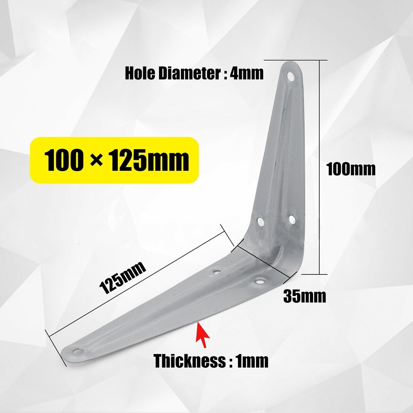 100 x 125mm L Shape Right Angle Bracket Corner Brace Joint Wall Shelf Support