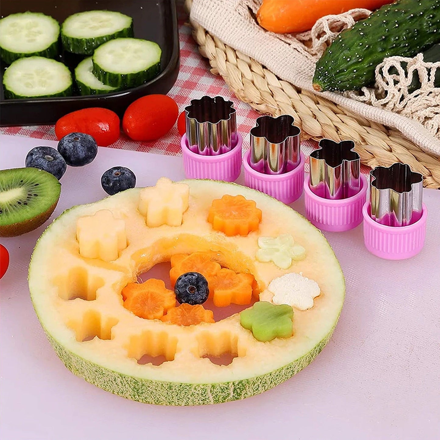 12pcs Mini Cookie Fruit Vegetable Shape Cutter Food Mold