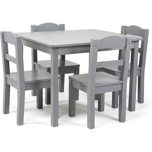 Kids Furniture Wood Table and 4 Chair Set - Grey