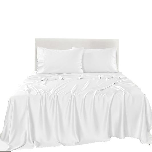 100% Bamboo Luxuriously Breathable and Silky Soft Bed Sheet Set - White