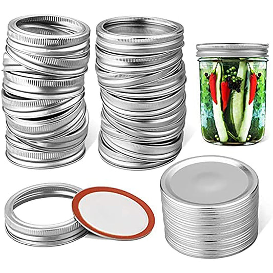 Regular Mouth Mason Jar Split-Type Lids and Rings 20 Pcs 7cm - Silver