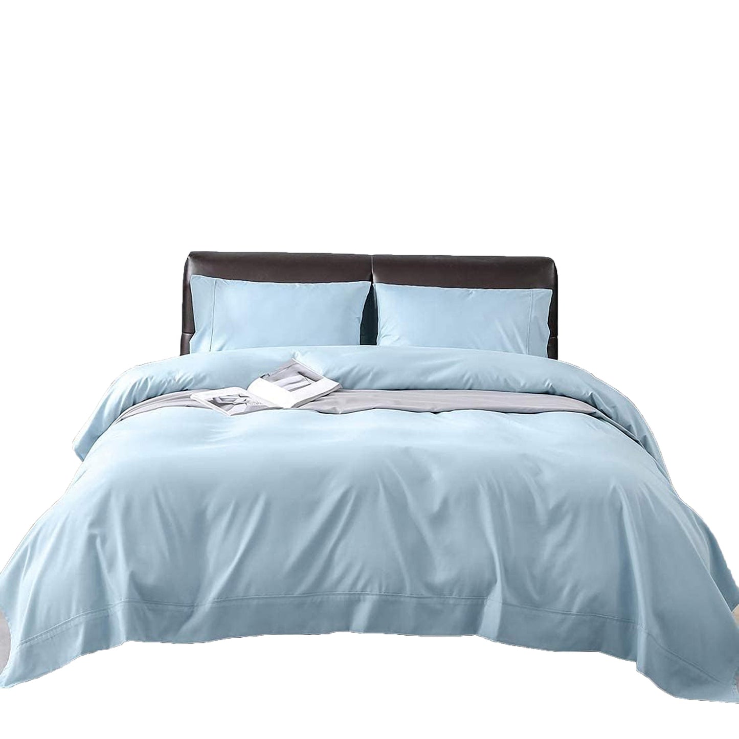 100% Natural Washable Cotton 800TC Soft Breathable Textured Quilt Cover Set - Baby Blue