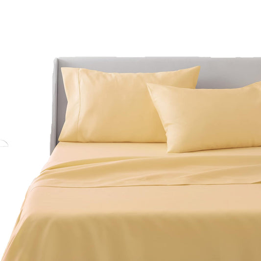 100% Cotton Soft and Durable Sateen Bed Sheet Set - Yellow