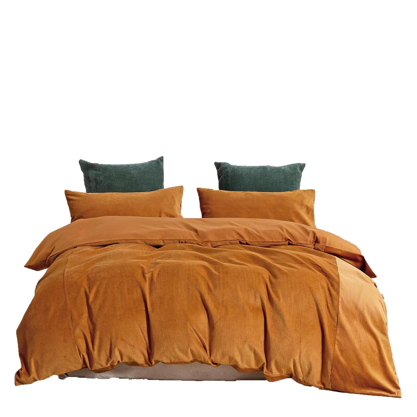 100% Soft Comfortable Cotton Corduroy Durable Doona Quilt Cover Set - Rust