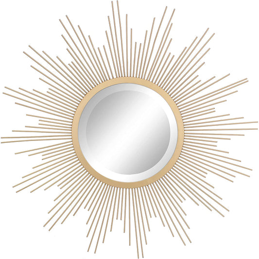 Sunburst Metal Radiant Golden Decorative Wall Mirror - 24 Inches