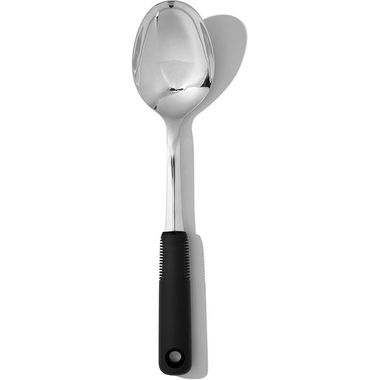Stainless Steel Spoon with Non-Slip Handle - Silver