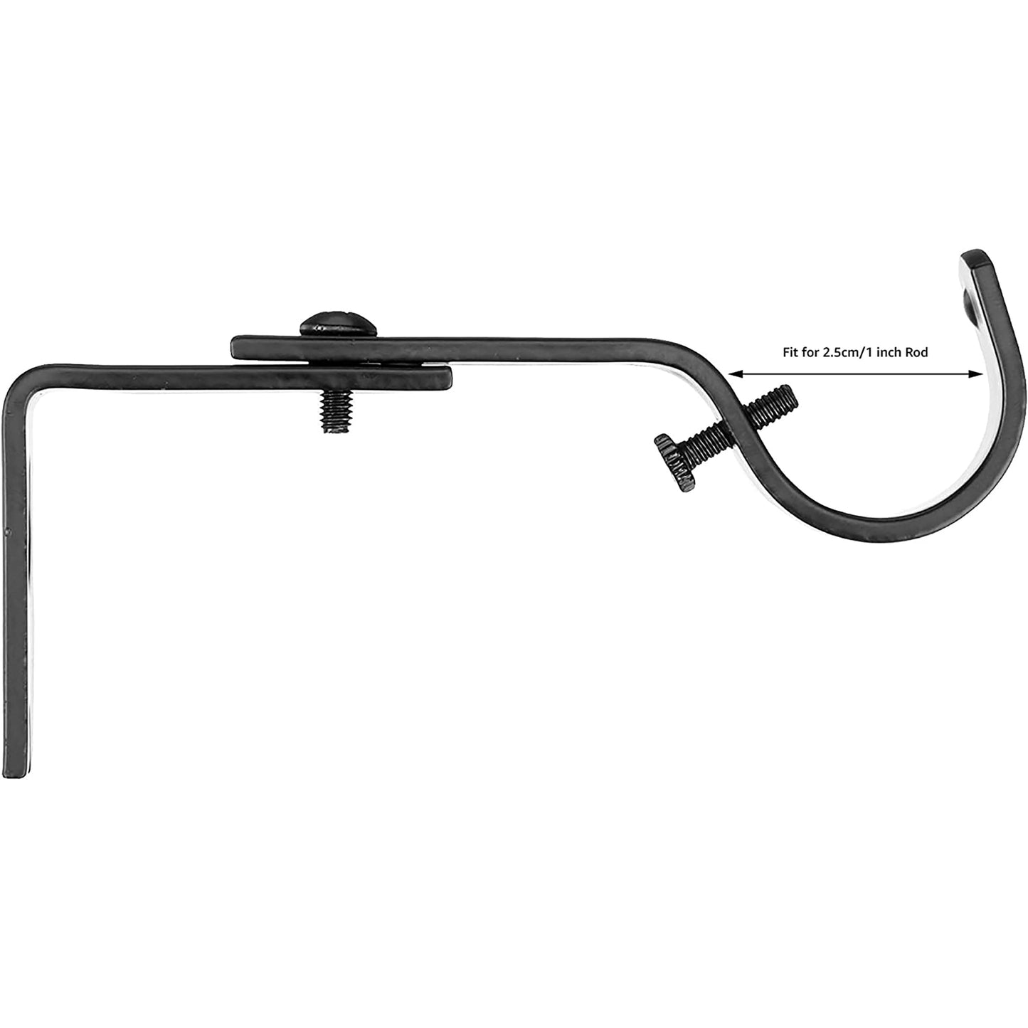 Adjustable Curtain Rod Wall Bracket Hooks Set of 2 - Black