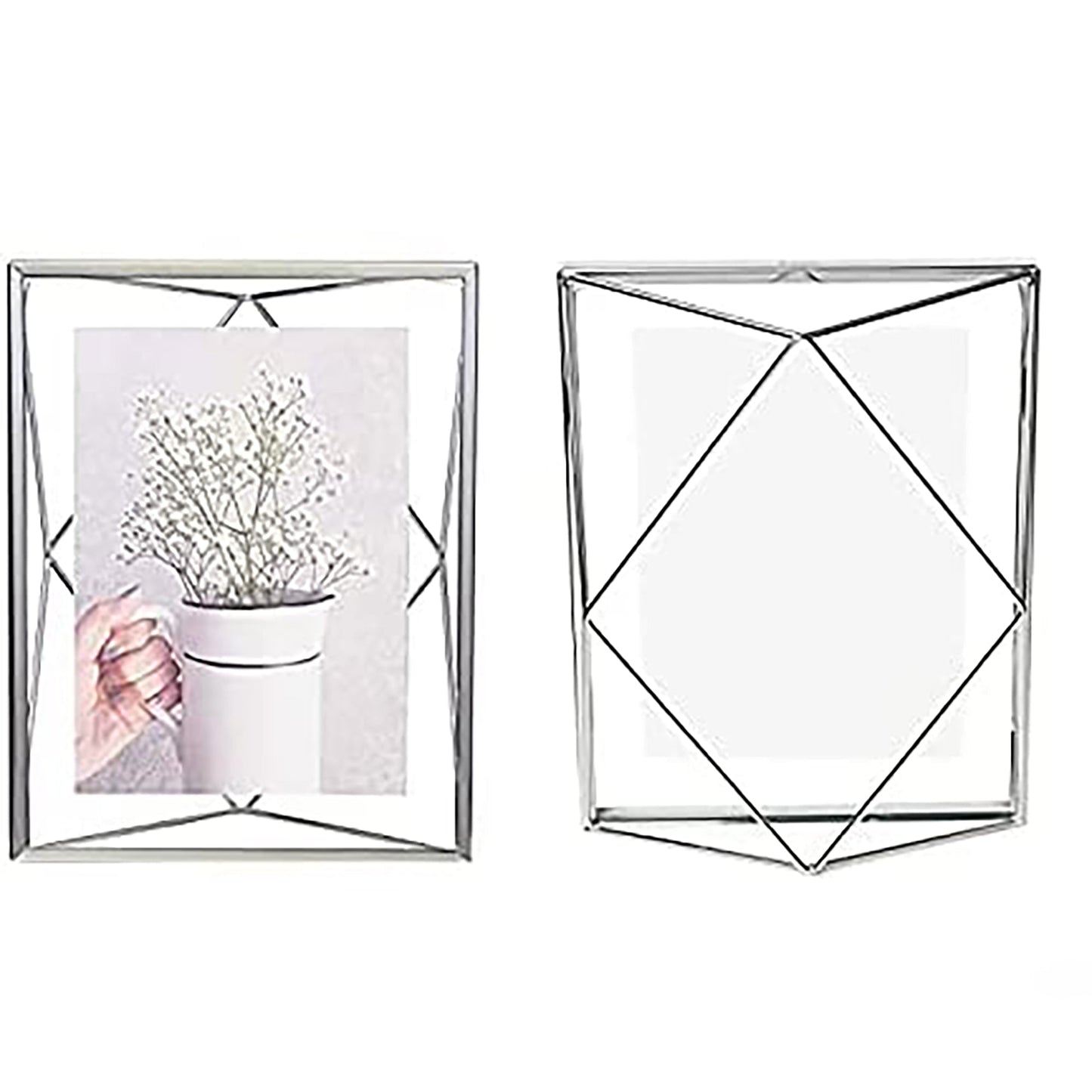 Geometric Prisma Picture Frame Photo Display for Desk Wall  5x7 Inch - Silver