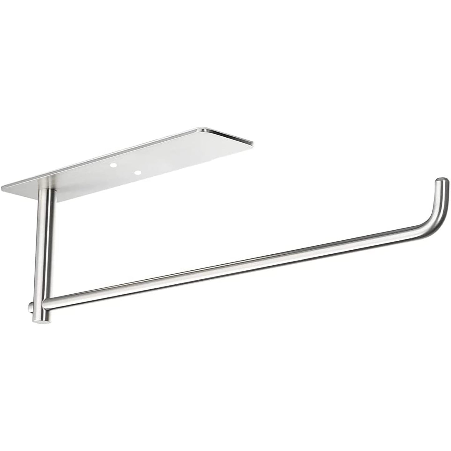 Drill Mount Stainless Steel Paper Towel Holder Rack - Silver
