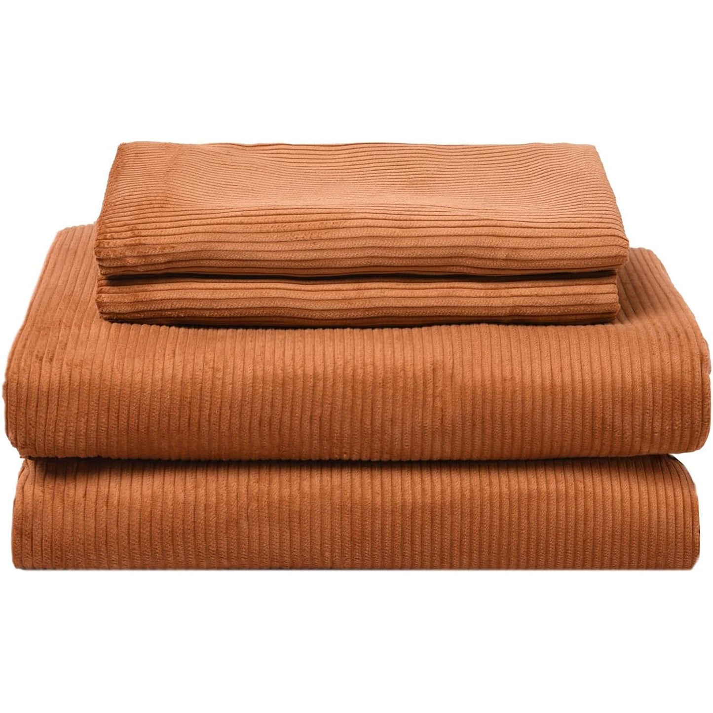 100% Soft Comfortable Cotton Corduroy Durable Doona Quilt Cover Set - Rust