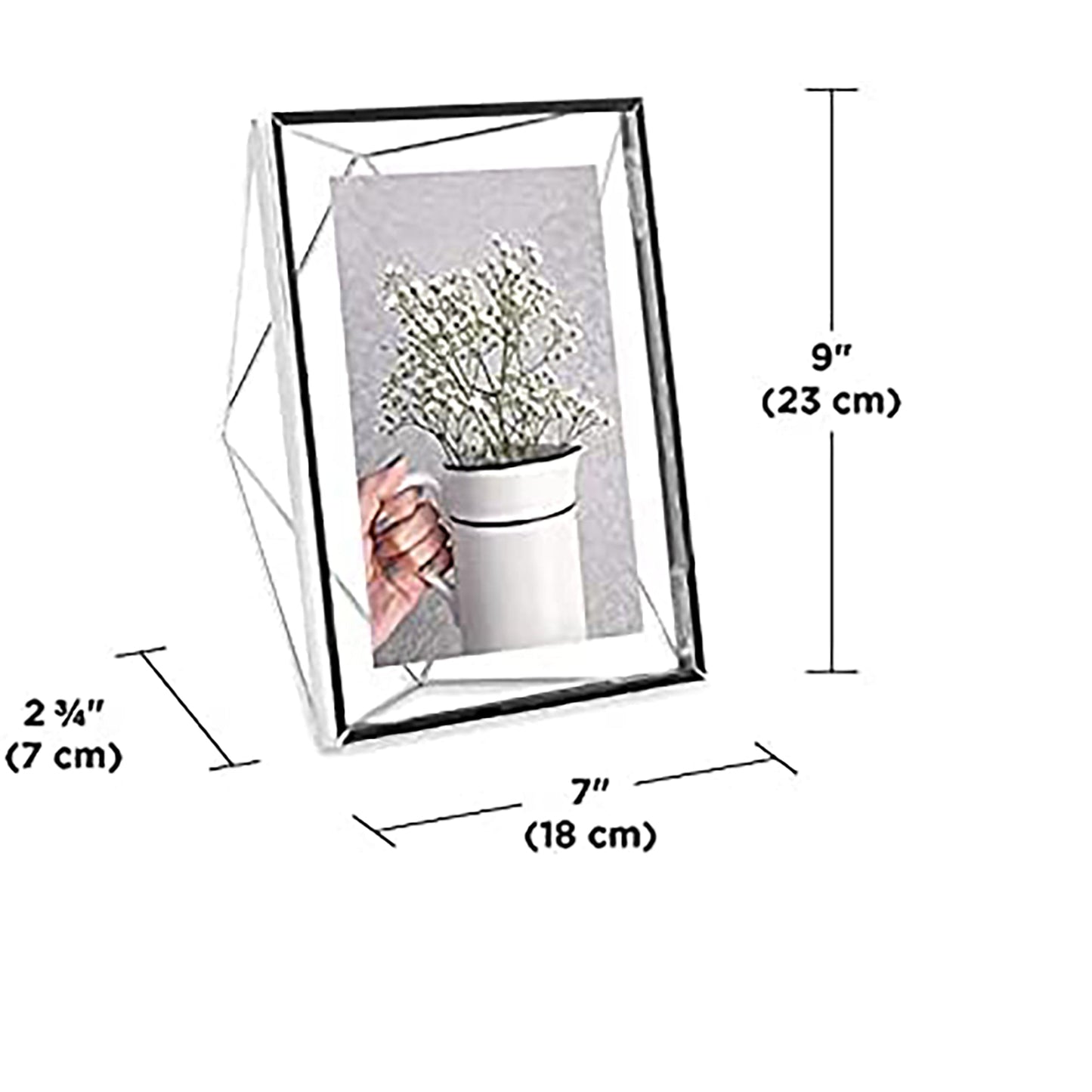 Geometric Prisma Picture Frame Photo Display for Desk Wall  5x7 Inch - Silver