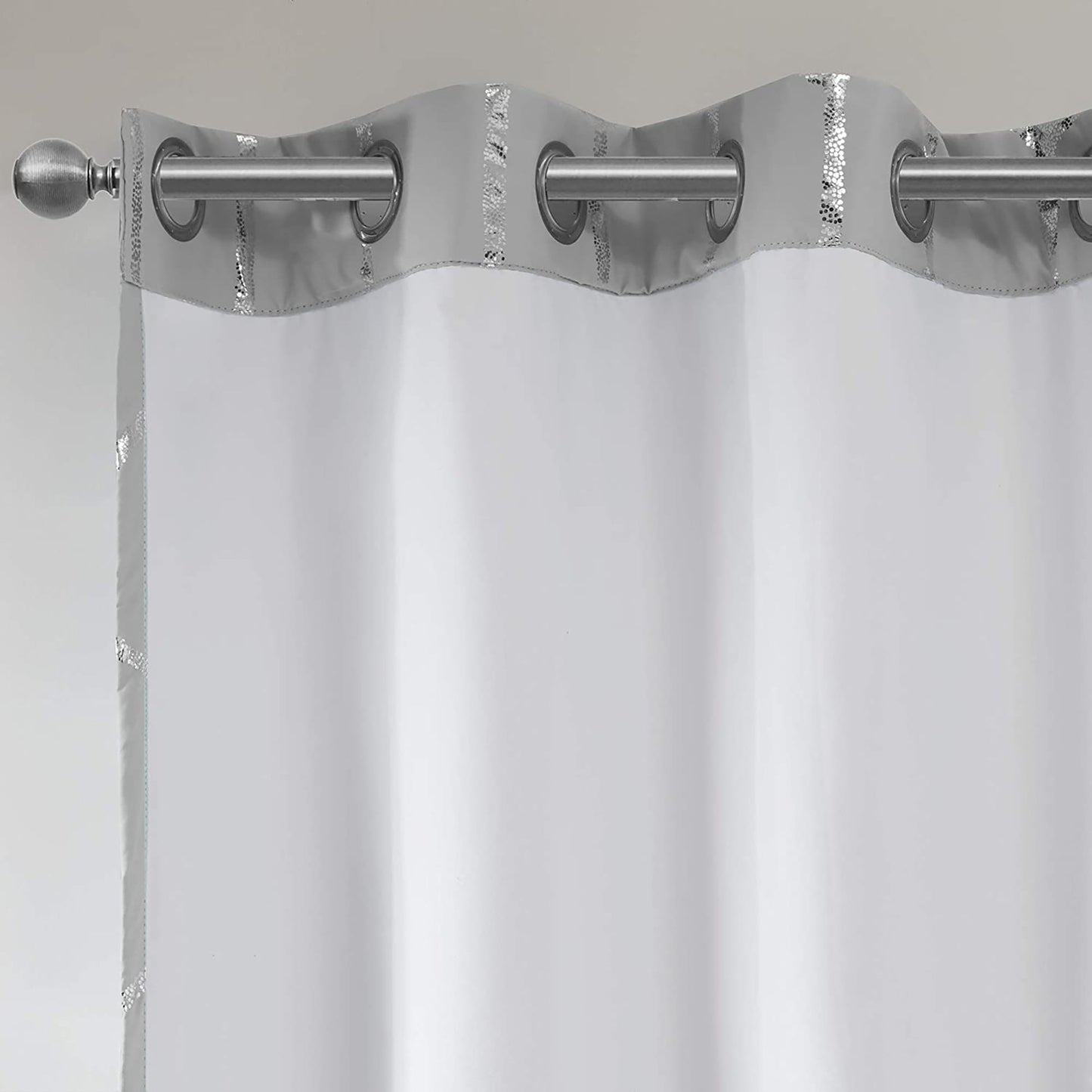 Thermal Insulated Metallic Print Grommet Light Blocking  Curtain Panel 1 Piece - Grey and Silver