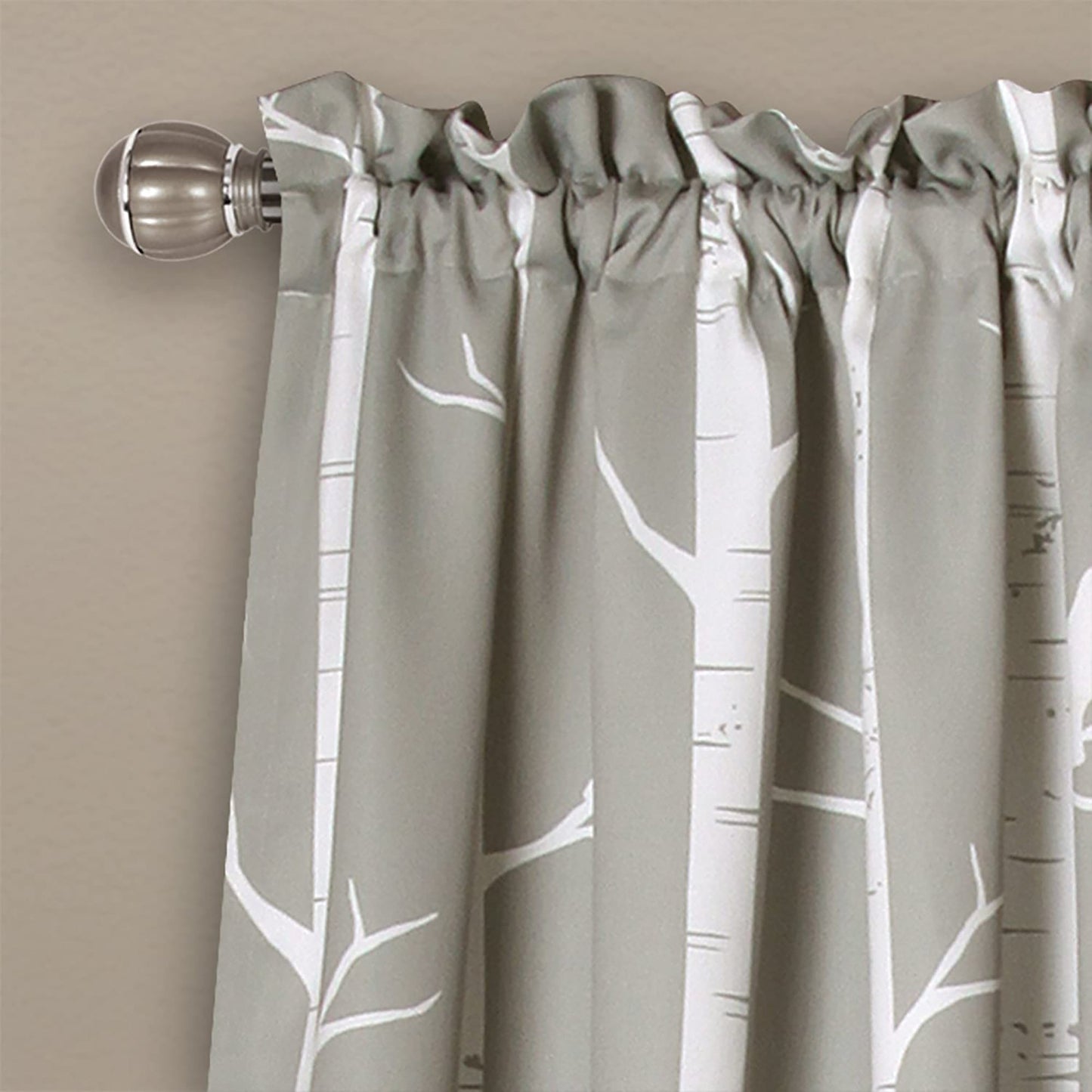 Bird on The Tree Room Darkening Window Panel Curtain Set 84 x 52 Inch - Gray
