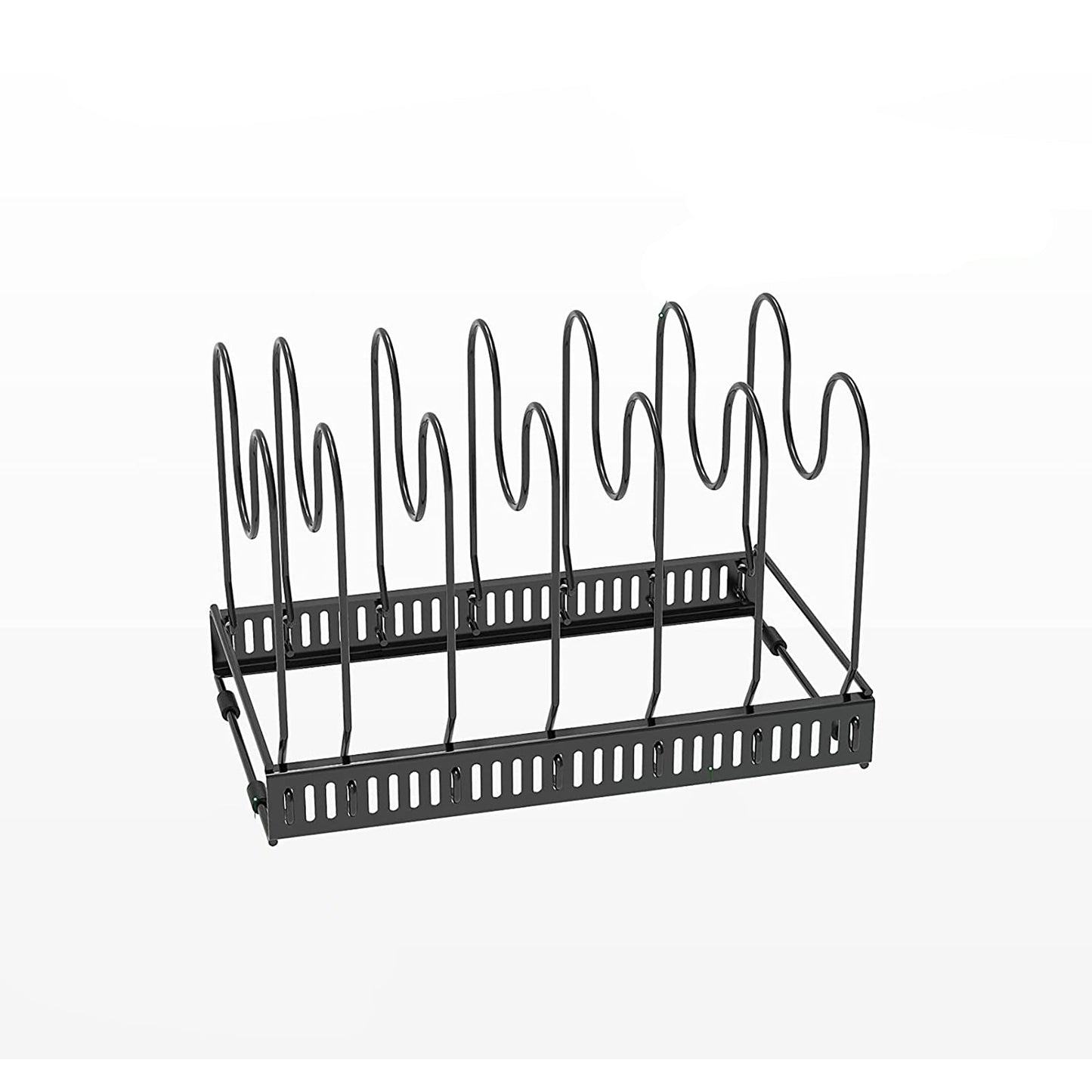 Expandable Pot and Pan Organizer Rack for Cabinet with 10 Adjustable Compartments - Black