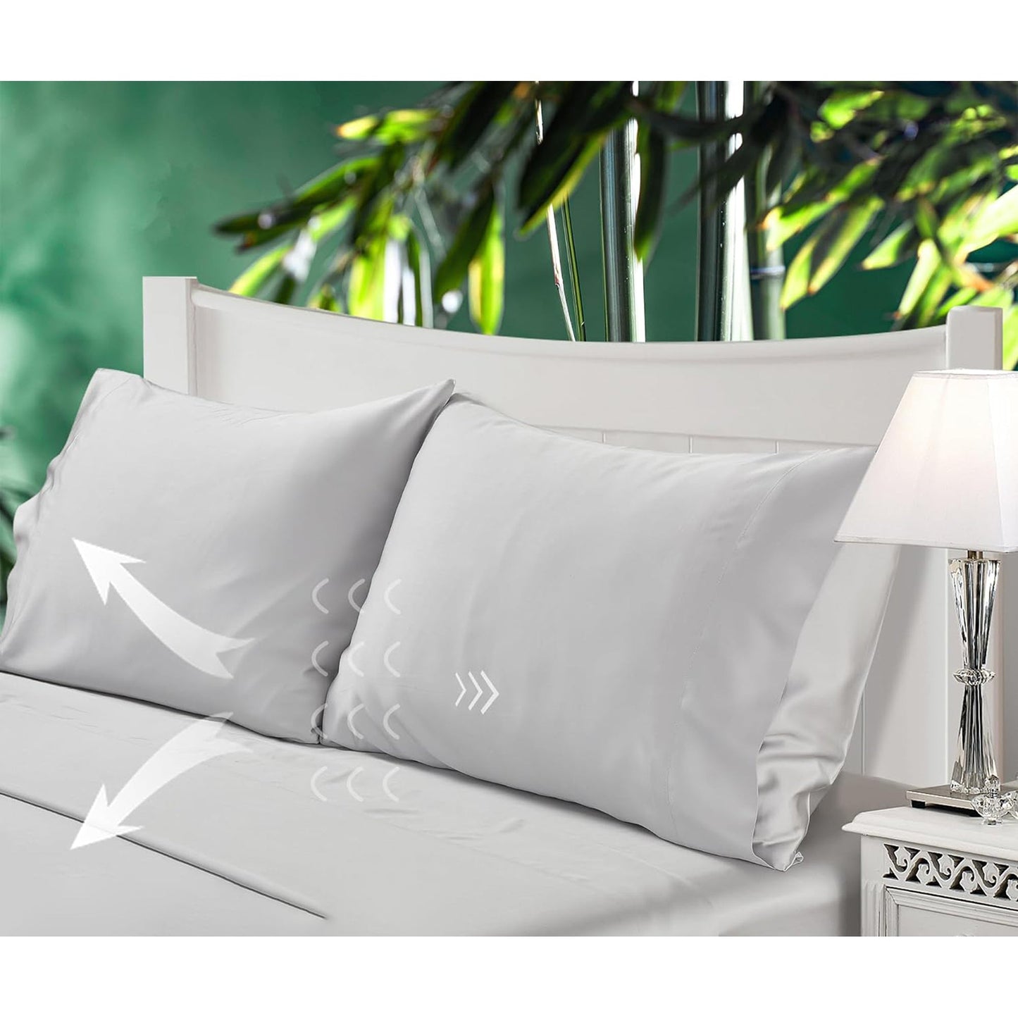 100% Bamboo Luxuriously Breathable and Silky Soft Bed Sheet Set - Silver