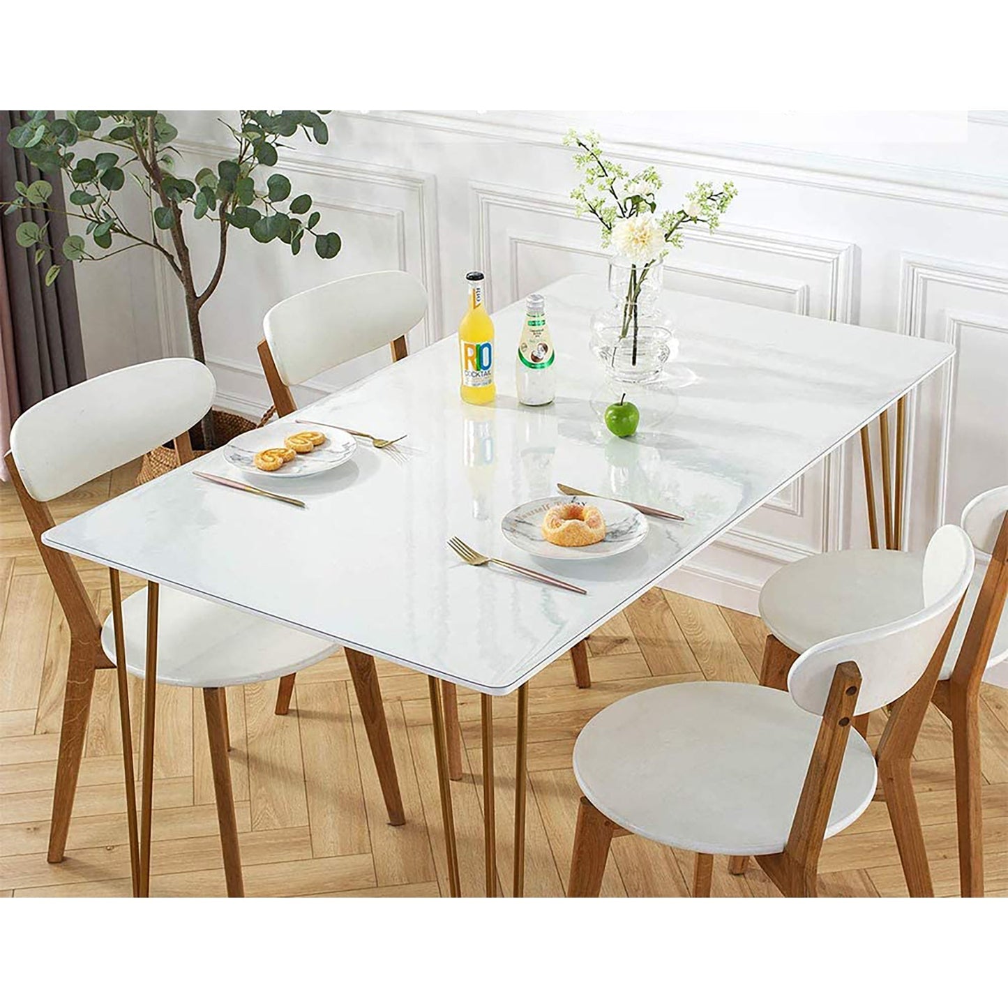 1.5mm PVC Thick Rectangular Transparent Table Cover Protector No Plastic Smell  90x180 cm - Clear