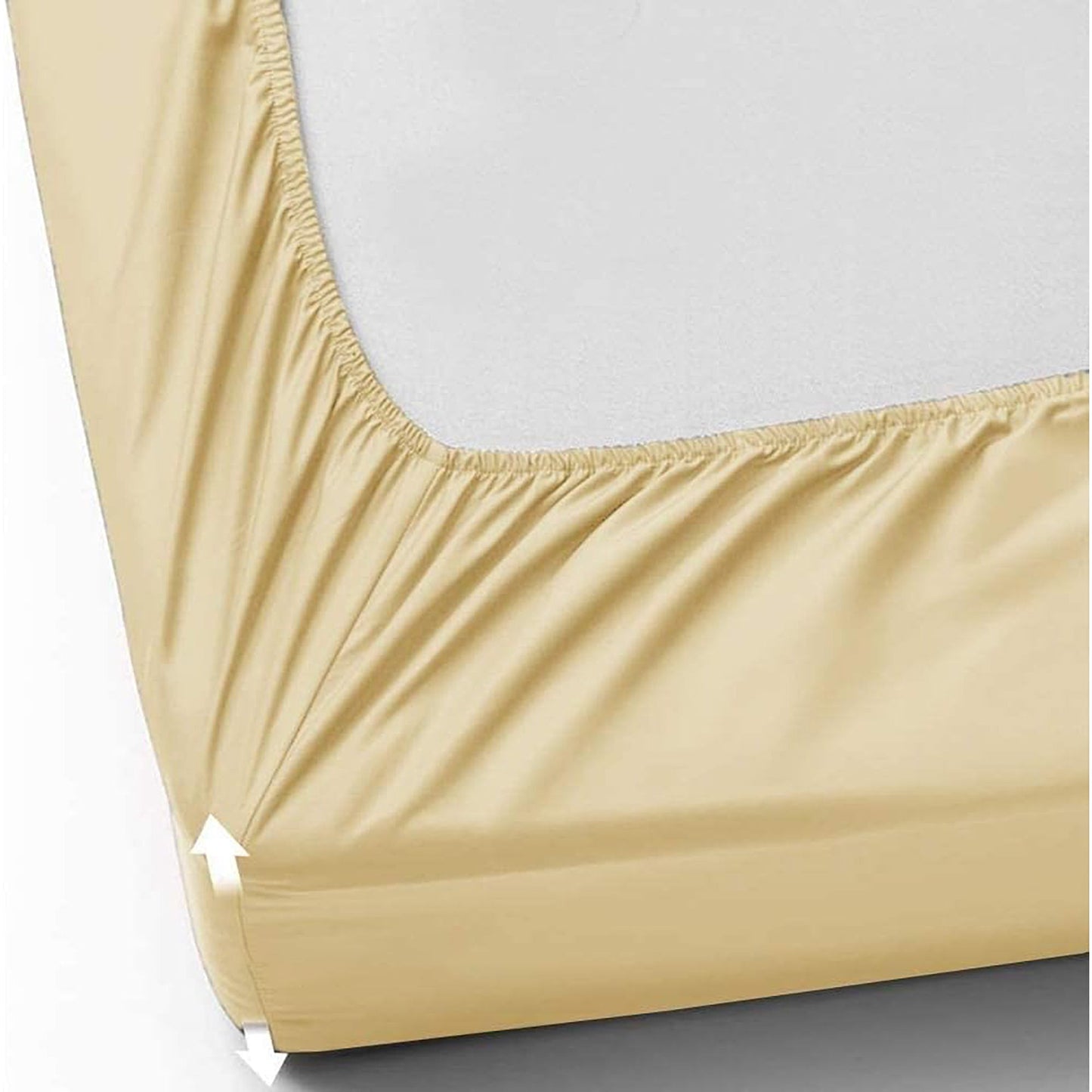 1000 TC Long Staple Combed  100% Natural Cotton Fitted Sheet - Cream