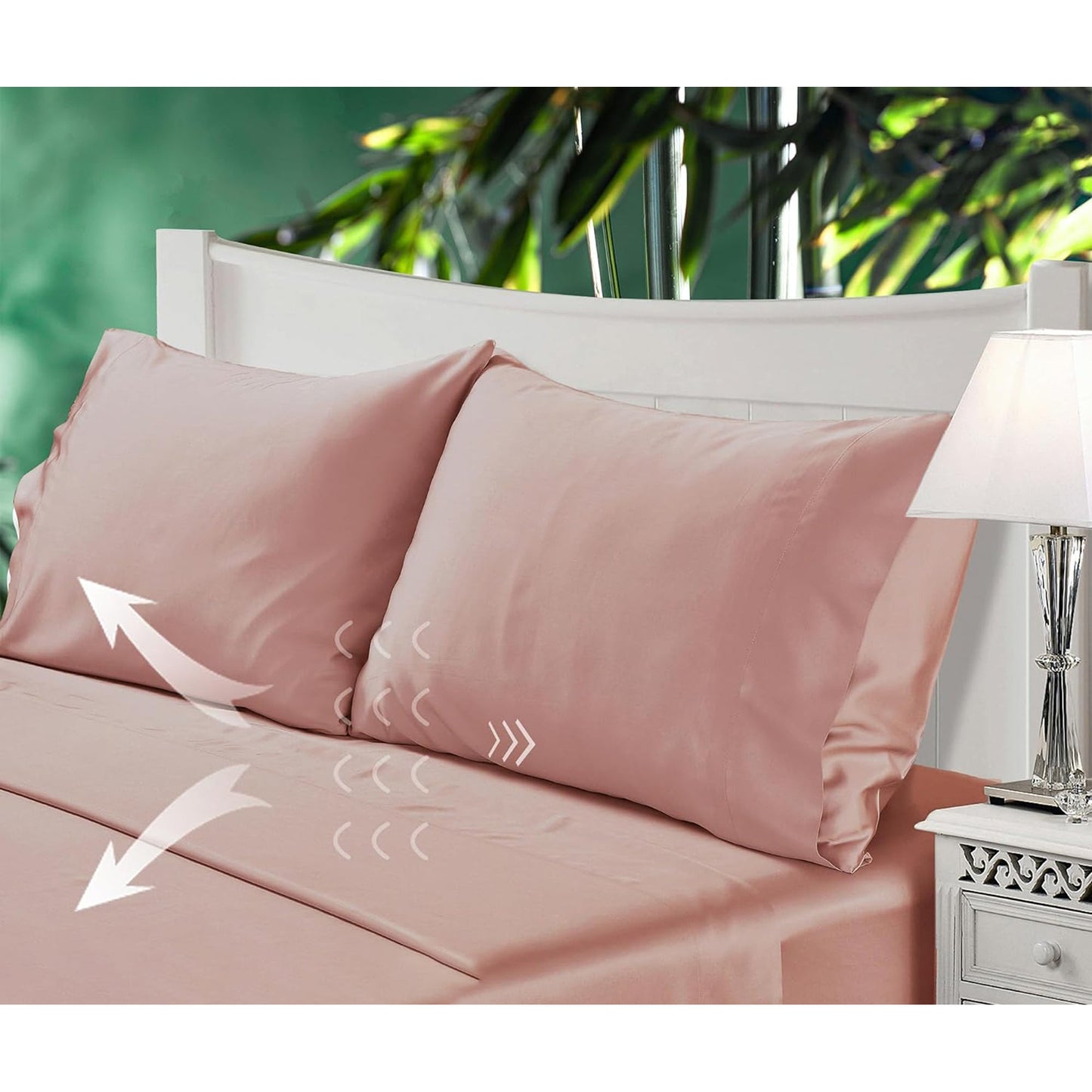 100% Bamboo Luxuriously Breathable and Silky Soft Bed Sheet Set - Blush