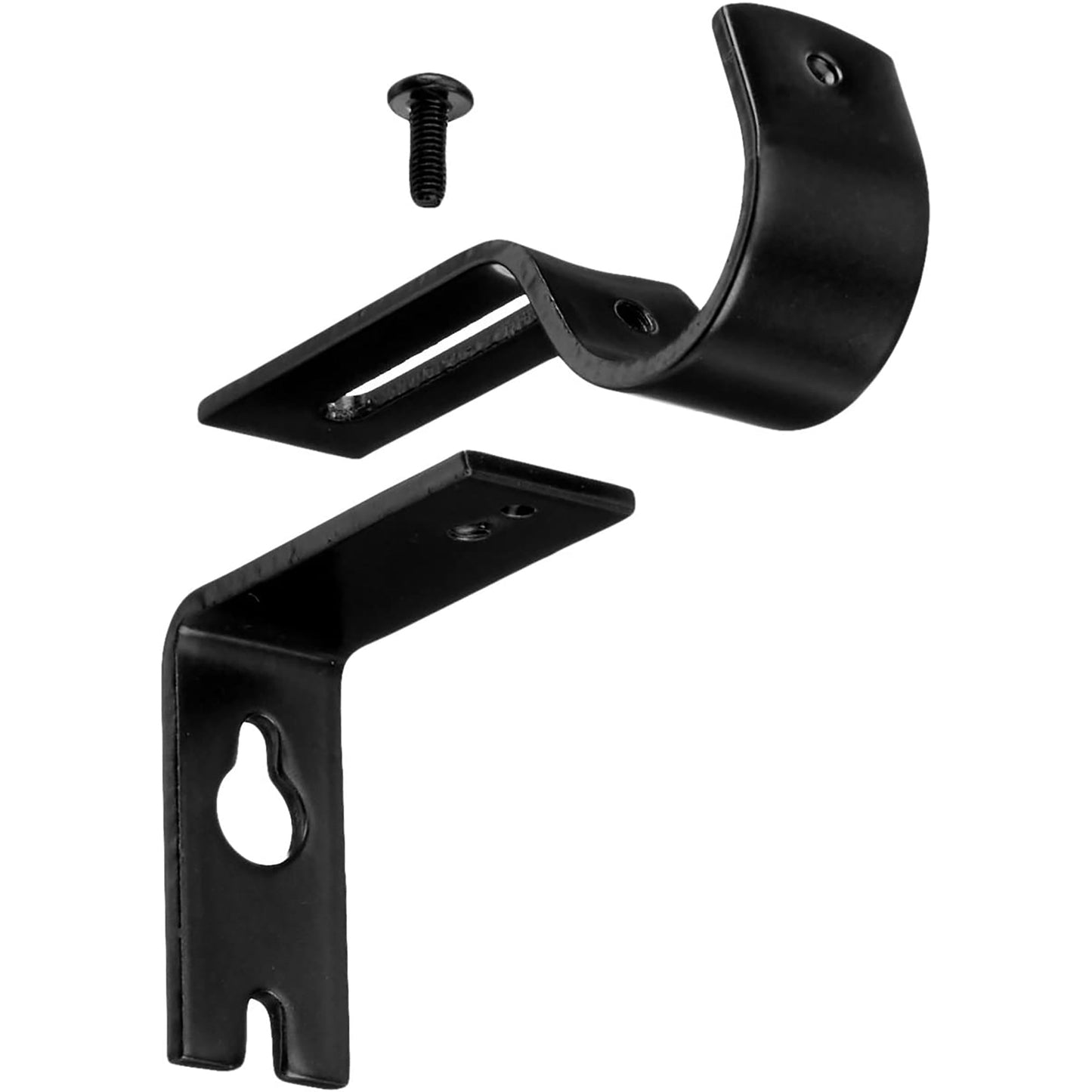 Adjustable Curtain Rod Wall Bracket Hooks Set of 2 - Black