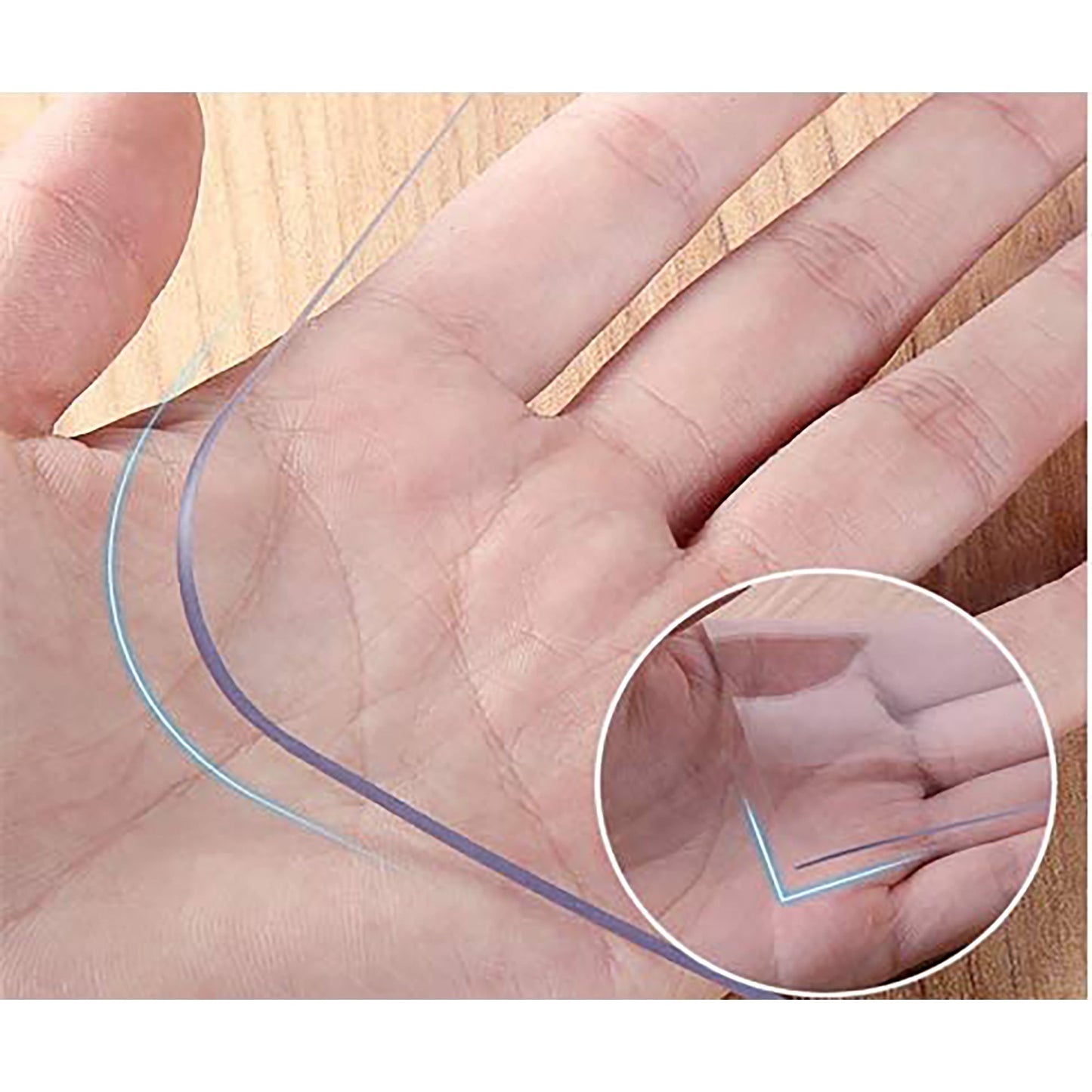 1.5mm PVC Thick Rectangular Transparent Table Cover Protector No Plastic Smell  90x180 cm - Clear