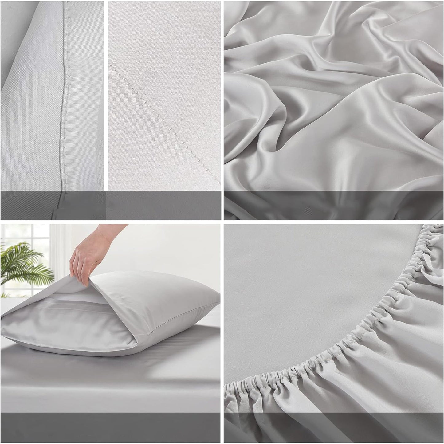 100% Bamboo Luxuriously Breathable and Silky Soft Bed Sheet Set - Silver
