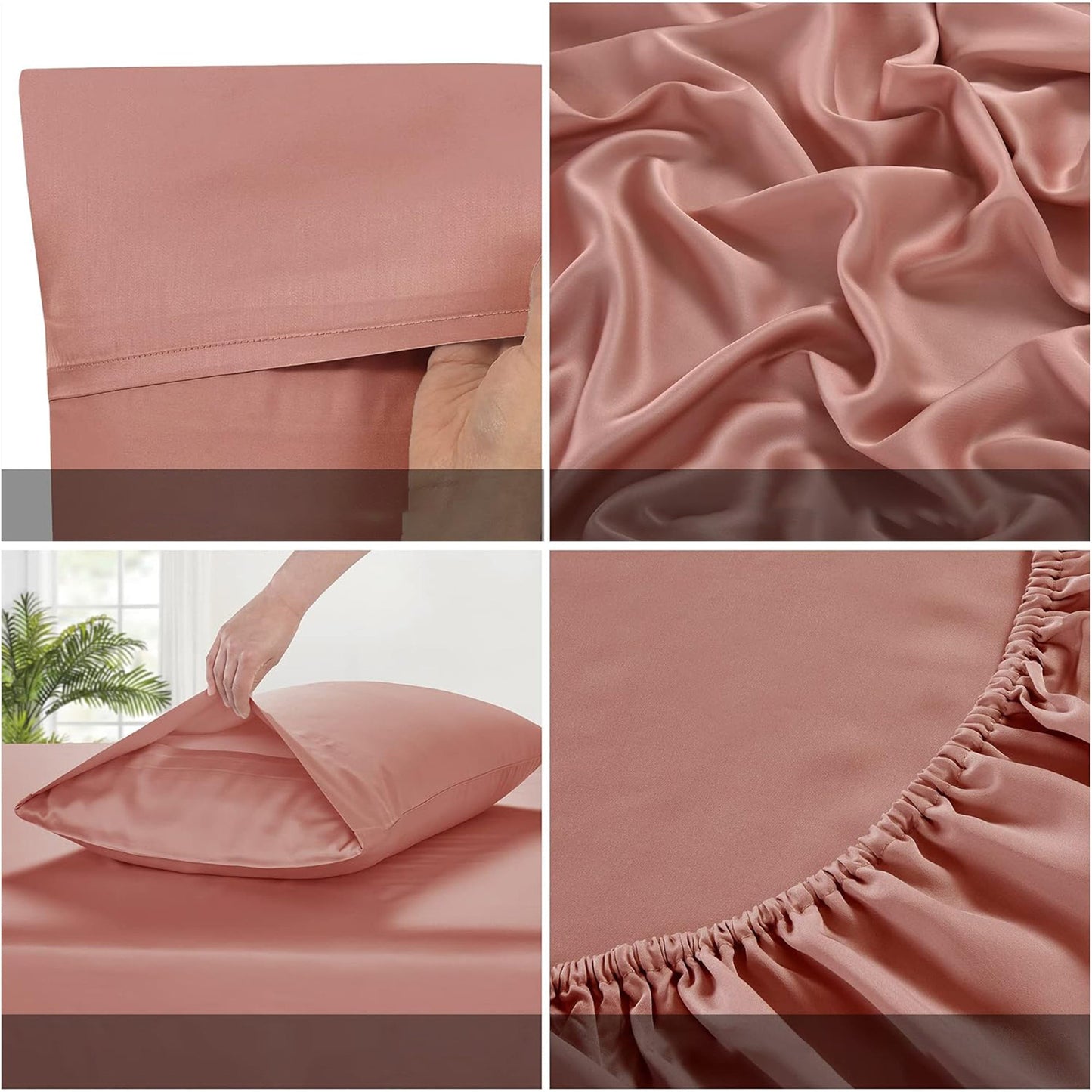 100% Bamboo Luxuriously Breathable and Silky Soft Bed Sheet Set - Blush
