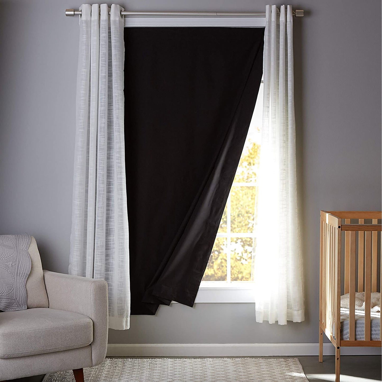 1 Pack Portable Window Blackout Curtain Shade with Suction Cups 50x78 Inch- Black