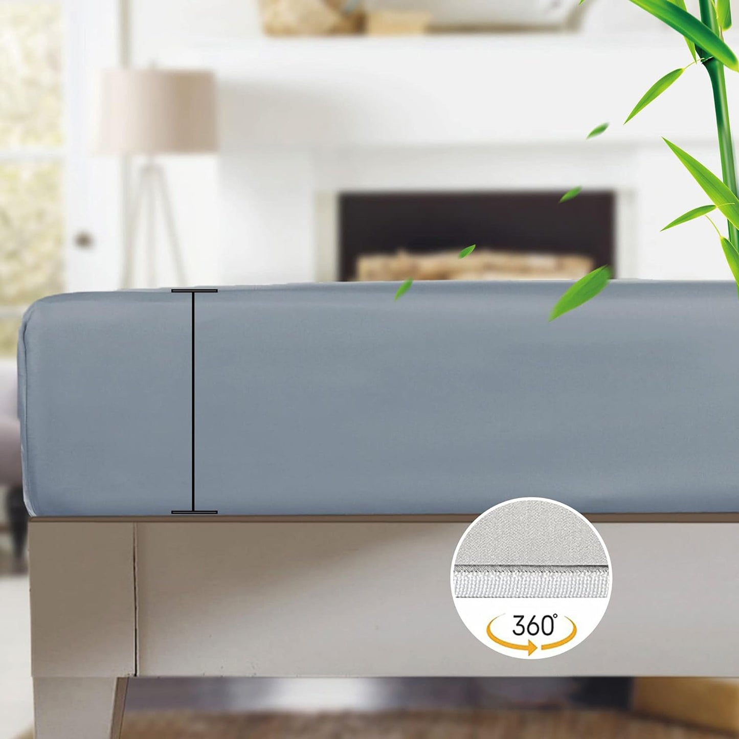 100% Bamboo Luxuriously Breathable and Silky Soft Bed Sheet Set - Smoke Blue