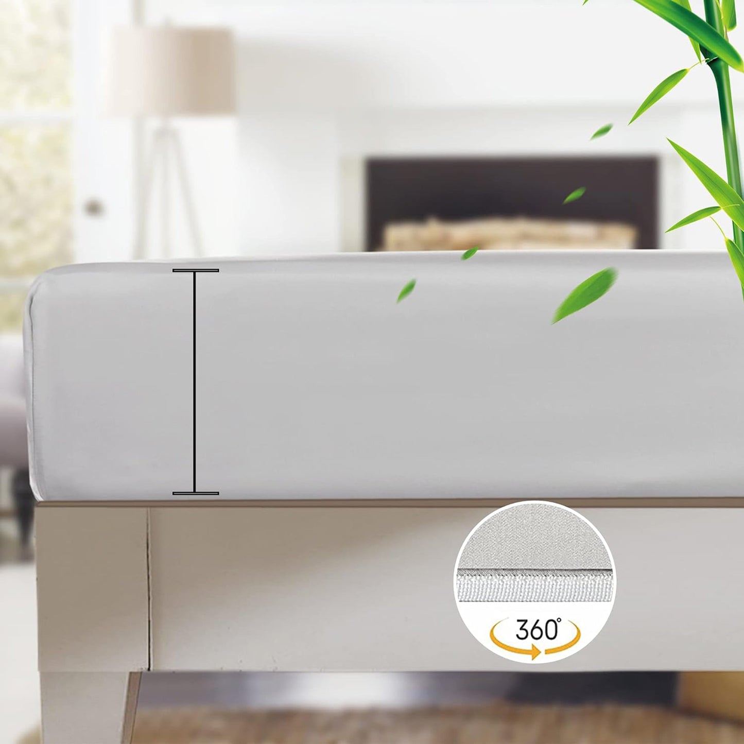 100% Bamboo Luxuriously Breathable and Silky Soft Bed Sheet Set - Silver