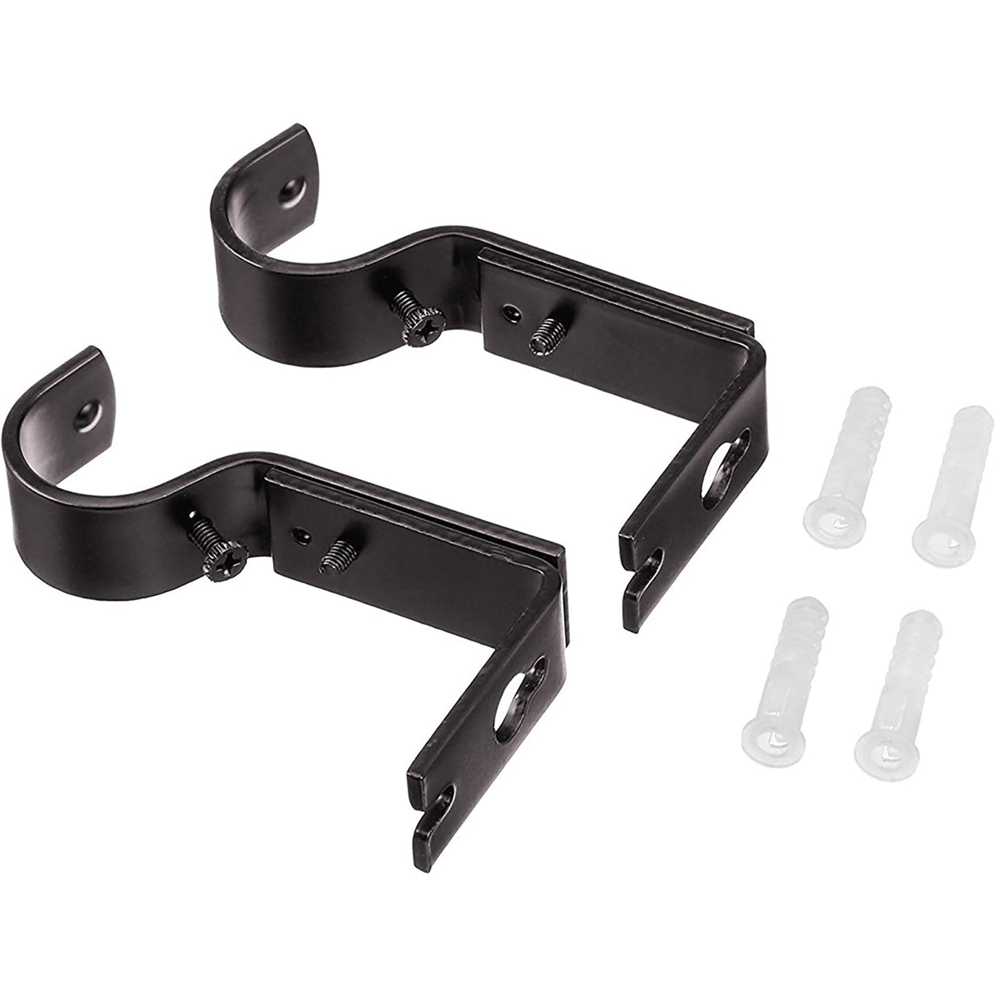 Adjustable Curtain Rod Wall Bracket Hooks Set of 2 - Espresso