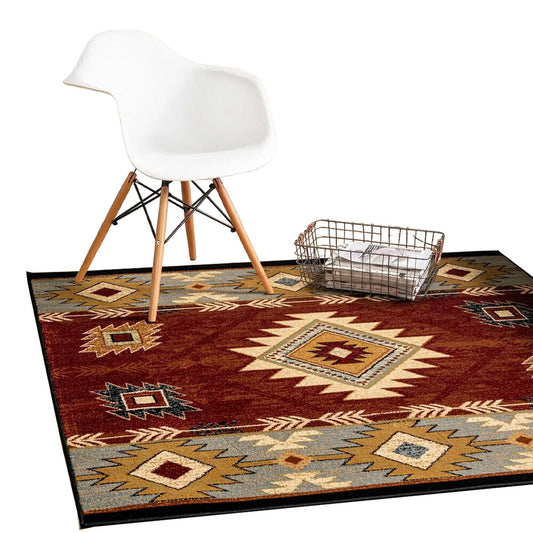 Red Punk Design Large Soft Shaggy Easy Clean Area Rug