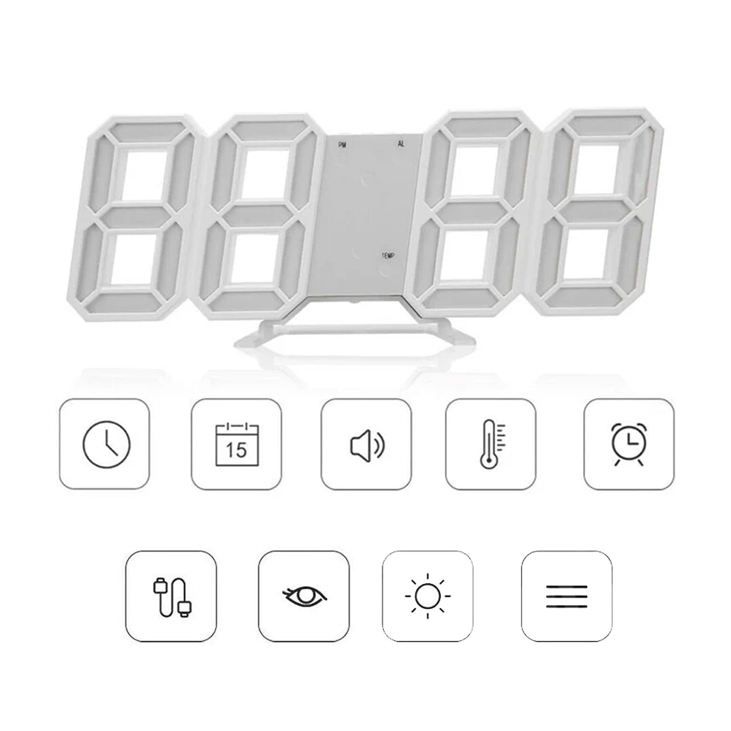 Table Desktop Home Decor Digital Wall Clock Alarm Date Temperature