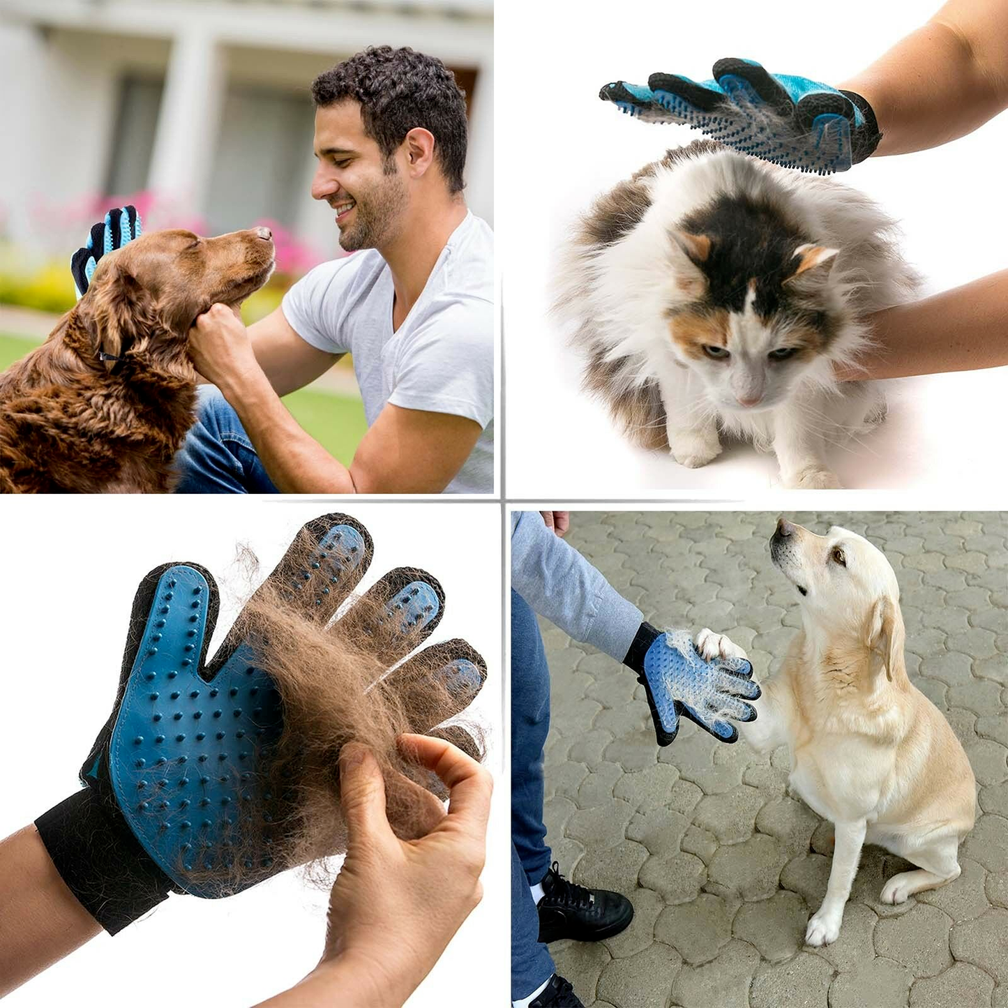 1 Pair Pet Grooming Glove Deshedding Brush Fur Hair Remover Mitt