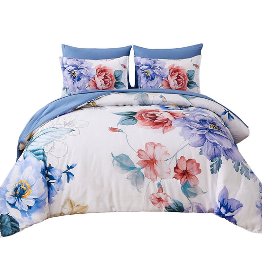 Floral Queen King Size Bedding Duvet Quilt Cover Set with Pillowcases Soft