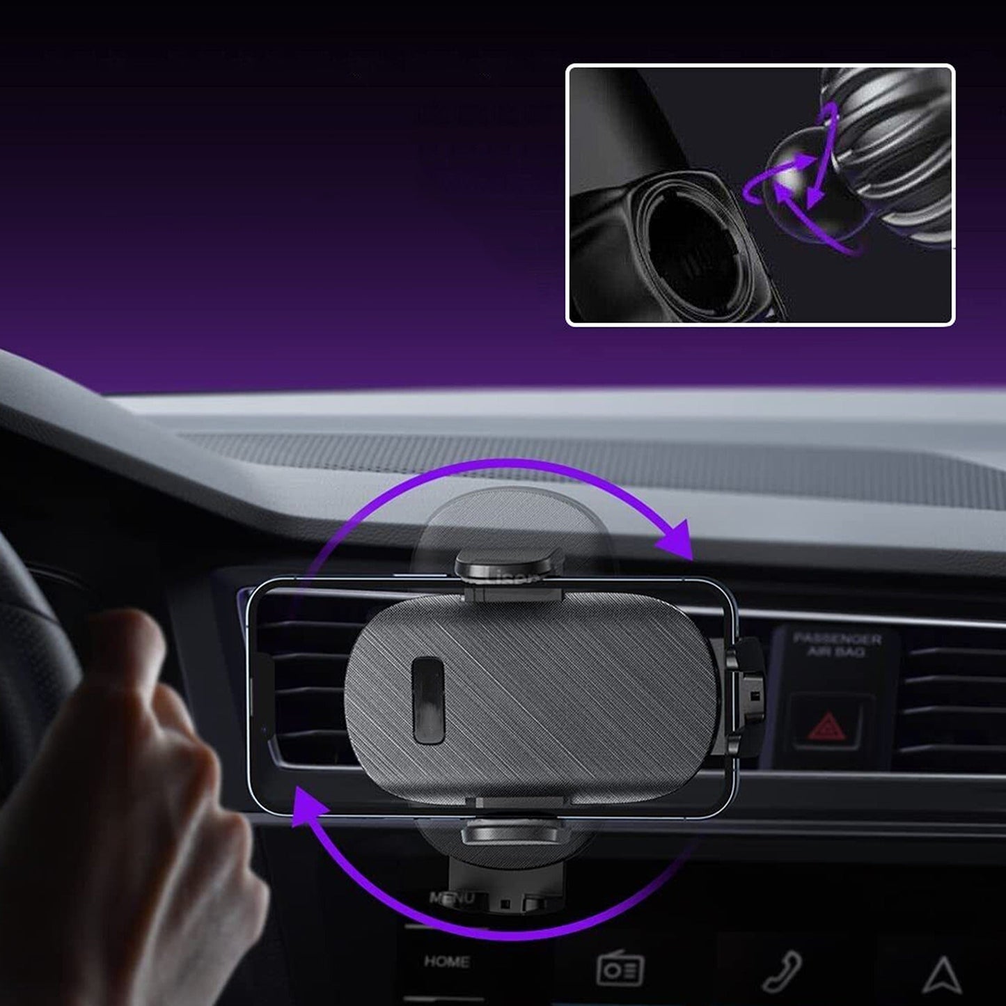 For iPhone Samsung 360 Phone Holder Mount Vent Grip Lock