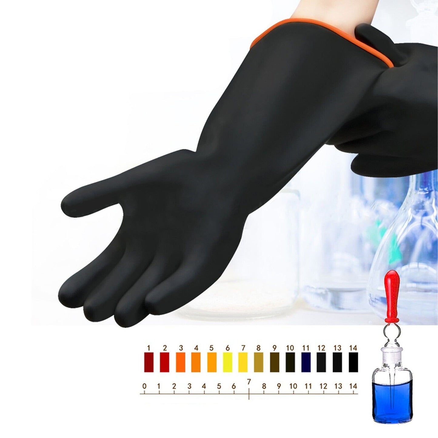 1 Pair Industrial Anti Chemical Long Latex Rubber Gloves for Kitchen Washing