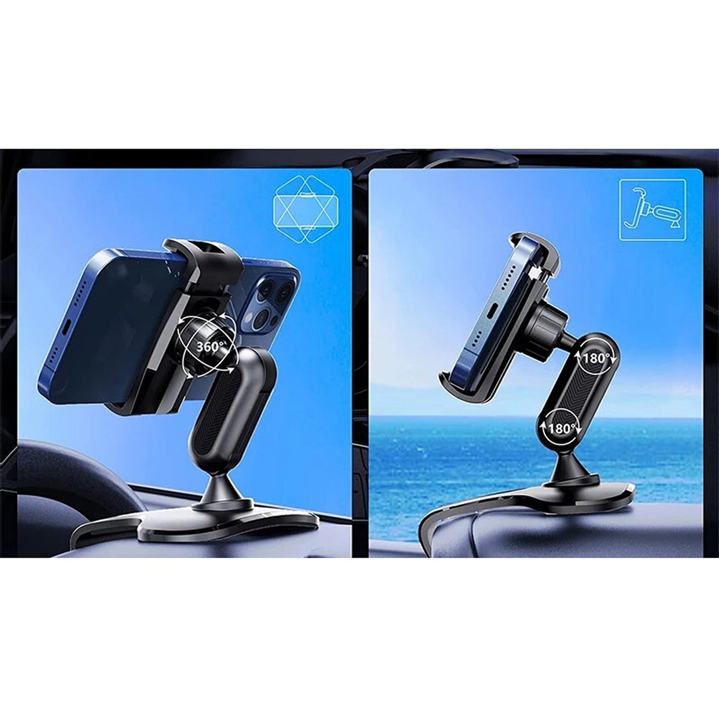 360 Universal Clamp Dashboard Mobile Mount Stand Phone Holder