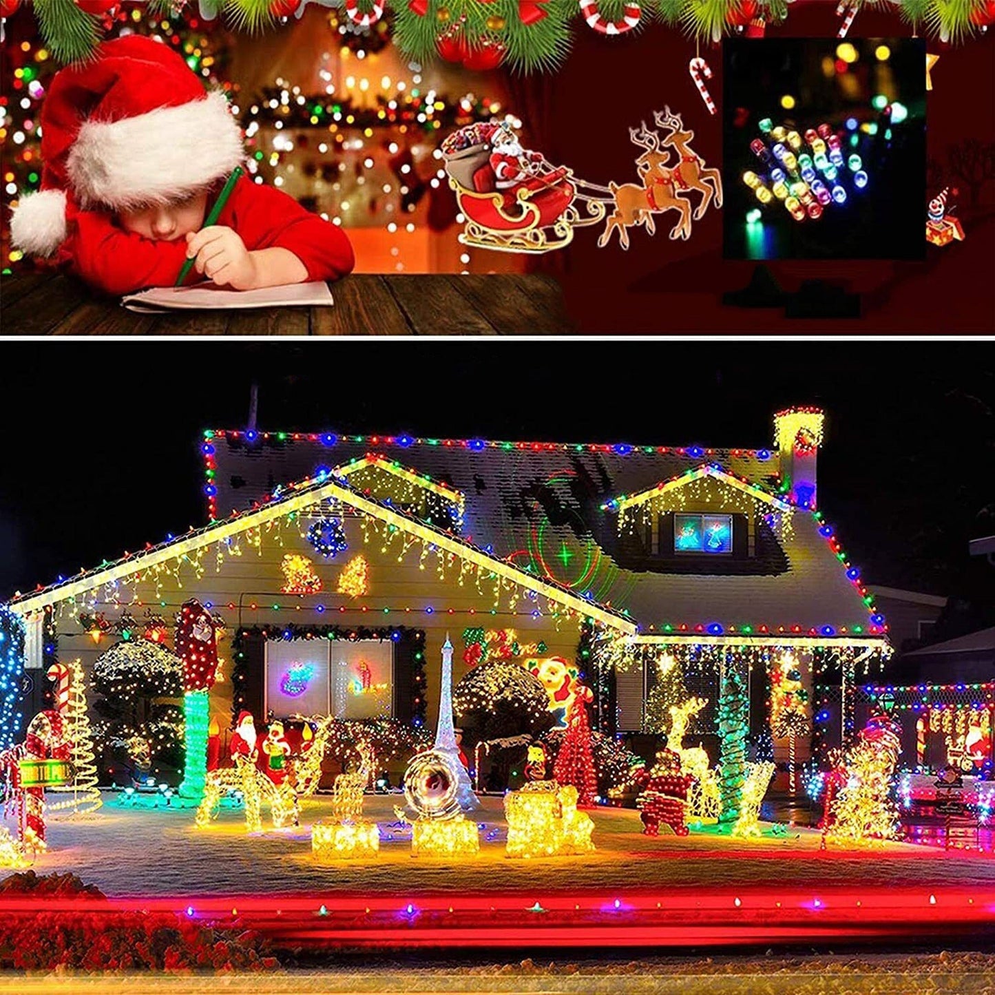 100 to 500 LED Solar Fairy String Lights for Outdoor Garden Decor