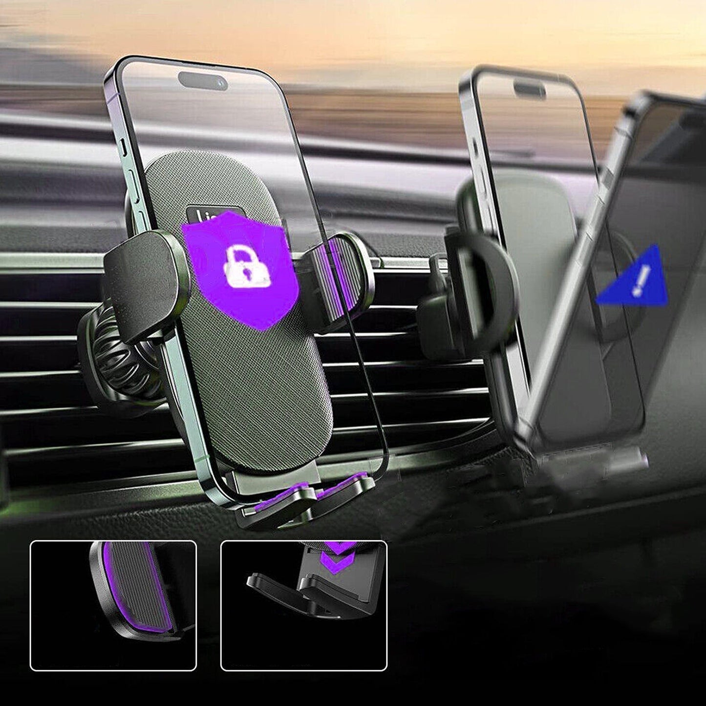 For iPhone Samsung 360 Phone Holder Mount Vent Grip Lock
