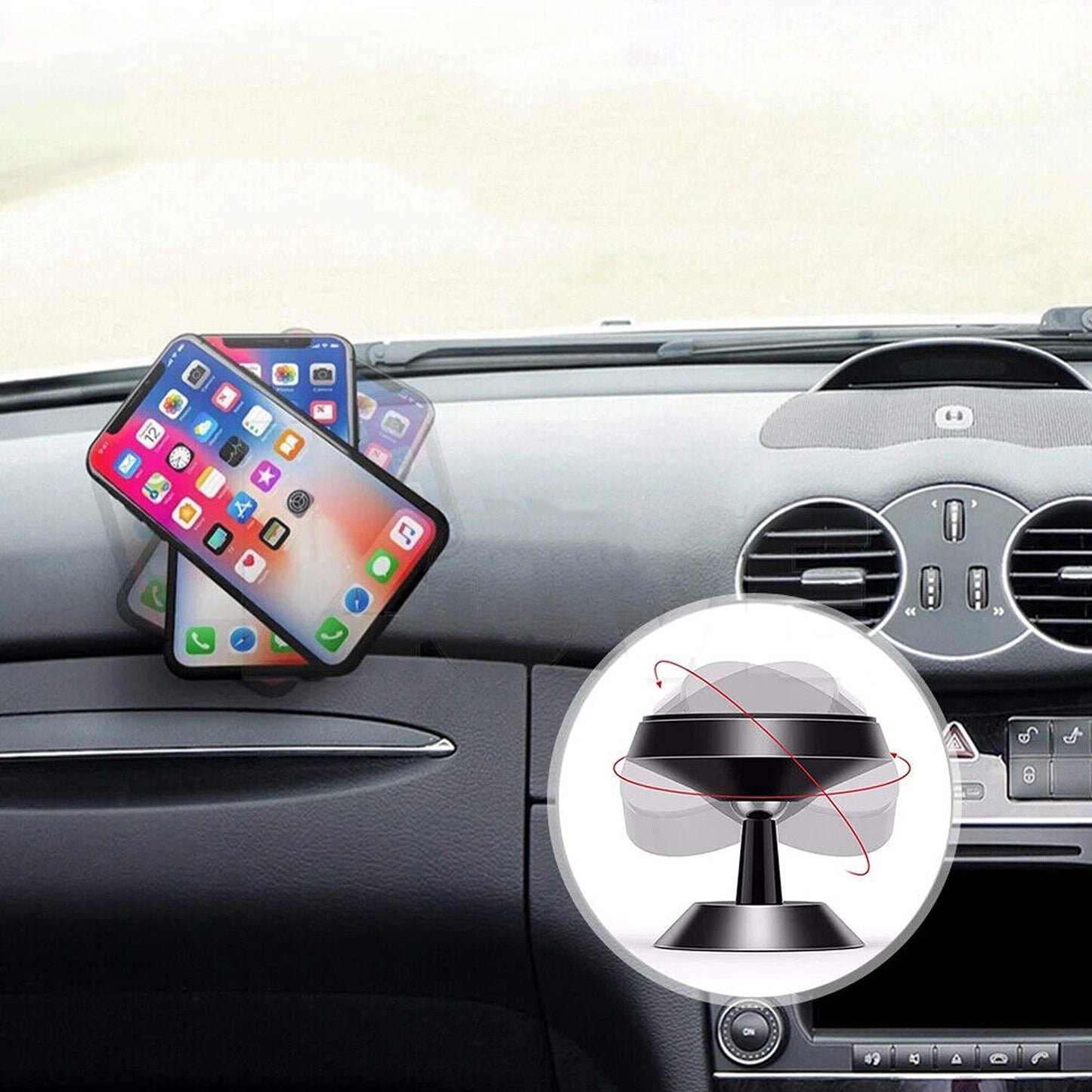 2pcs Magnetic Car Mount Dashboard Mobile Phone Holder Dash Stand