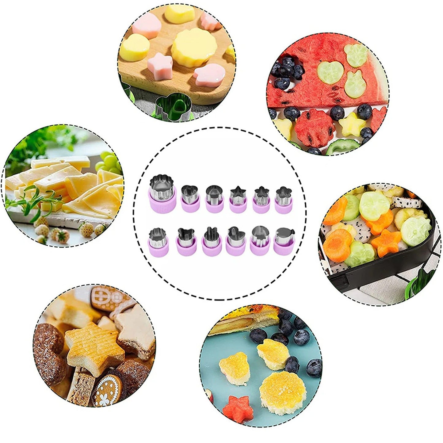 12pcs Mini Cookie Fruit Vegetable Shape Cutter Food Mold