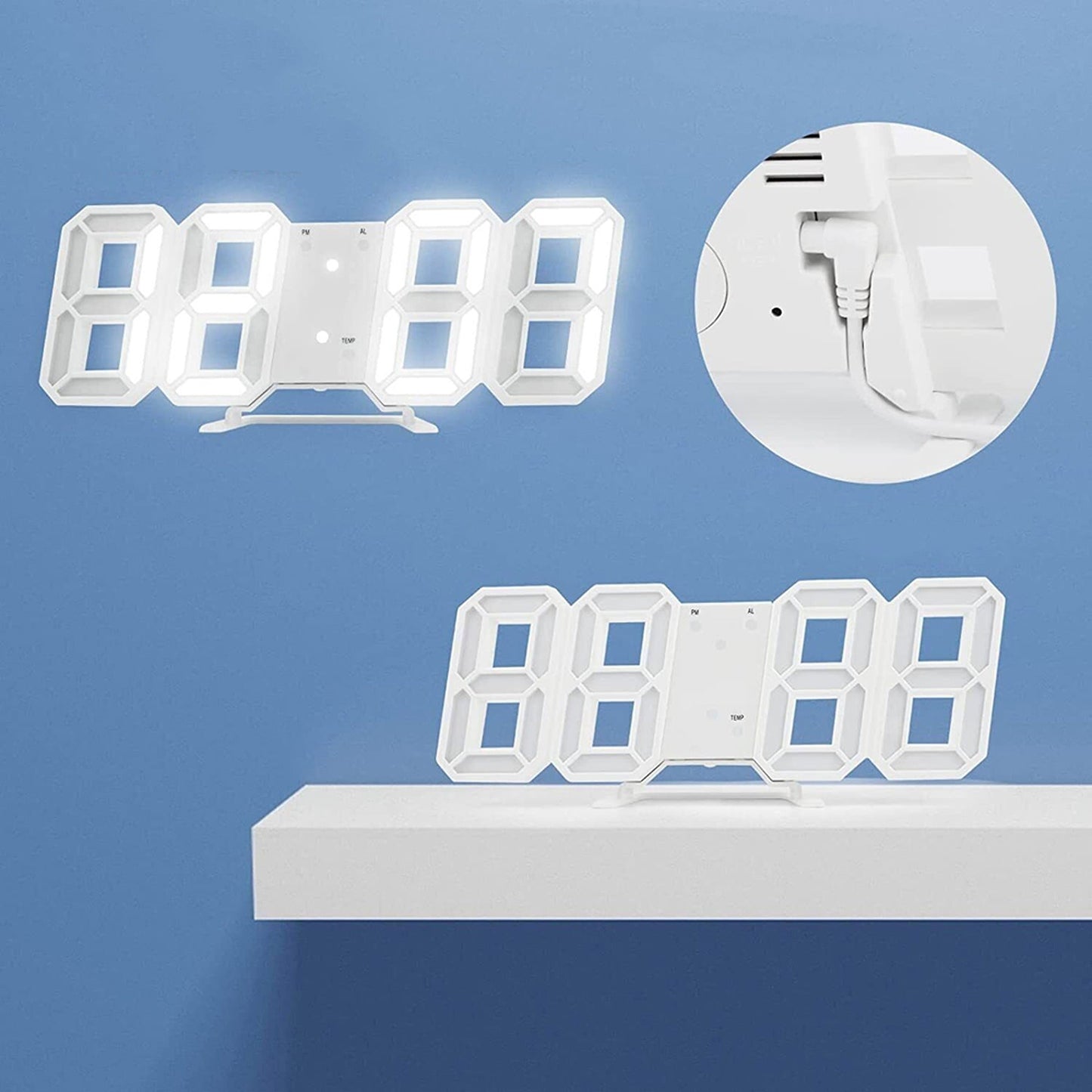 Table Desktop Home Decor Digital Wall Clock Alarm Date Temperature