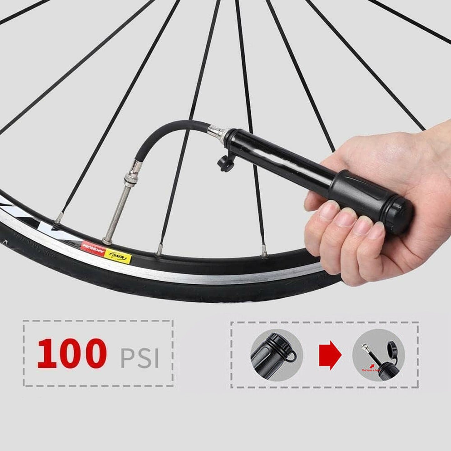 Cycling Tyre Ball Inflator Mini Bicycle Air Pump Bike Aluminium