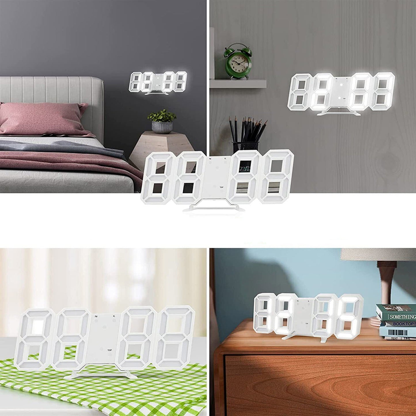 Table Desktop Home Decor Digital Wall Clock Alarm Date Temperature