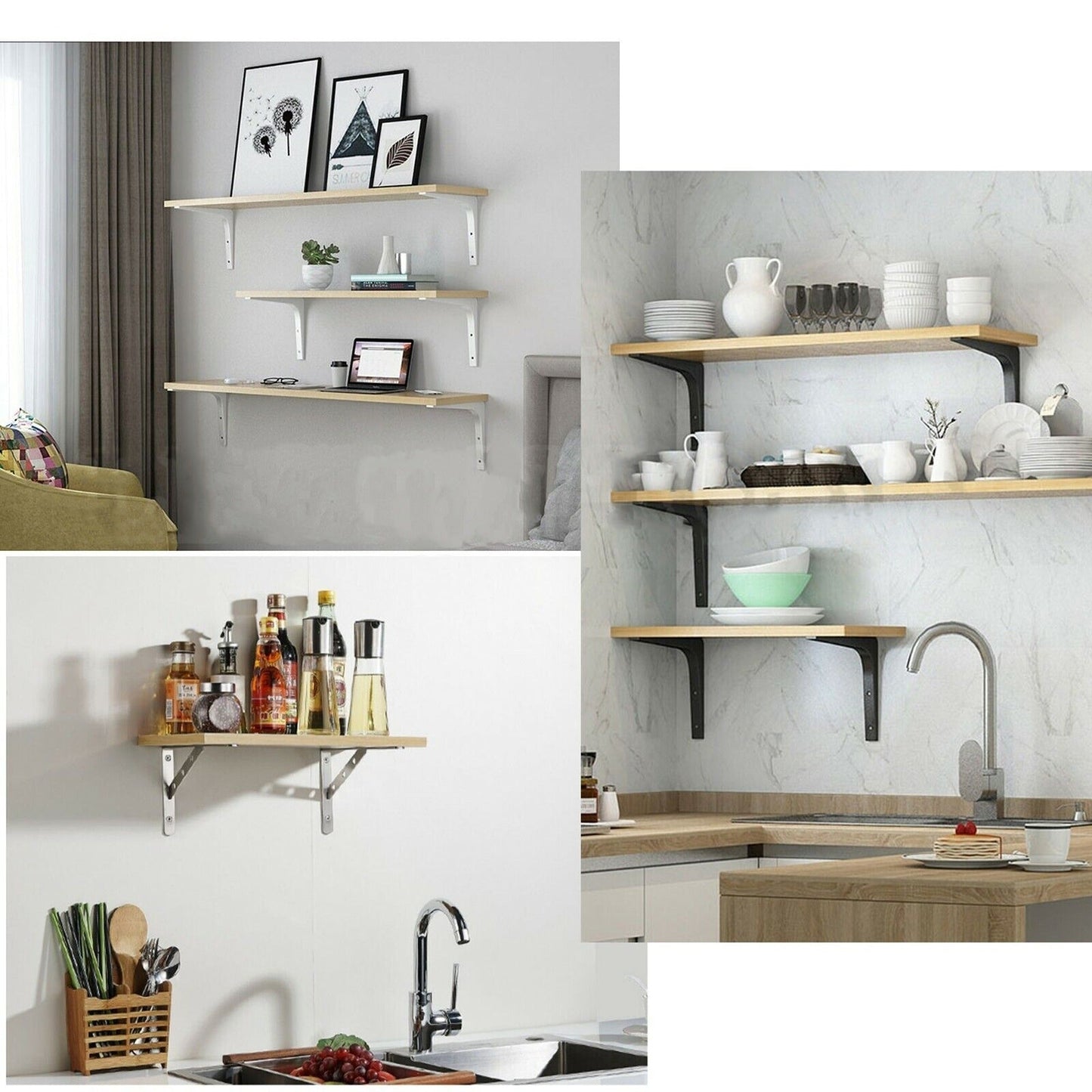 100 x 125mm L Shape Right Angle Bracket Corner Brace Joint Wall Shelf Support