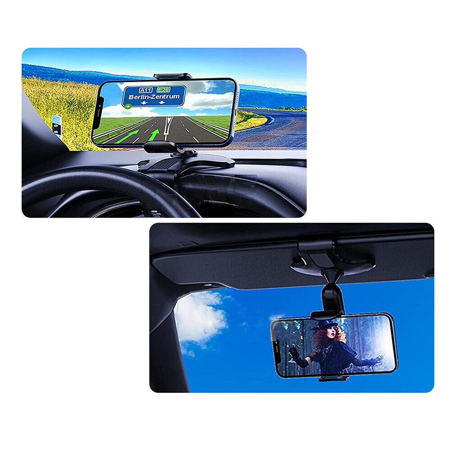 360 Universal Clamp Dashboard Mobile Mount Stand Phone Holder